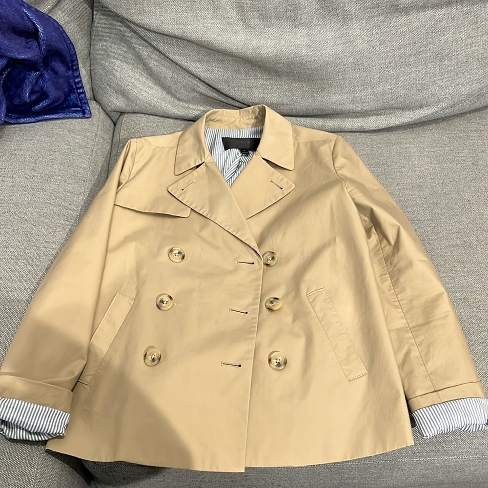 J Crew tan cropped trench coat blazer